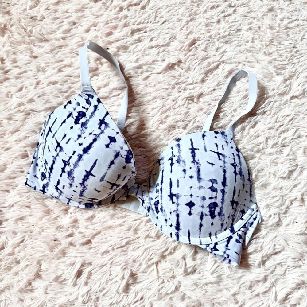 SO Tie Dye Smooth Padded Plunge Push Up Bra Womens 36C Varsity Campus Sexy Fun